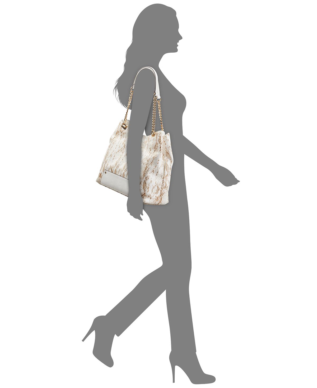 INC International Concepts Women's Trippii Snake Embossed Tote White Size Regular