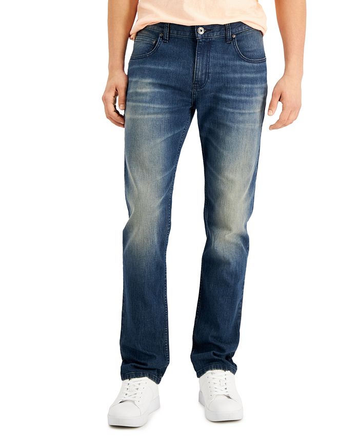 INC International Concepts Men's Tinted Slim Fit Straight Legged Jeans Blue Size 36