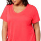 Ideology Women's Plus Rapidry V Neck Performance T-Shirt Red Size 2X