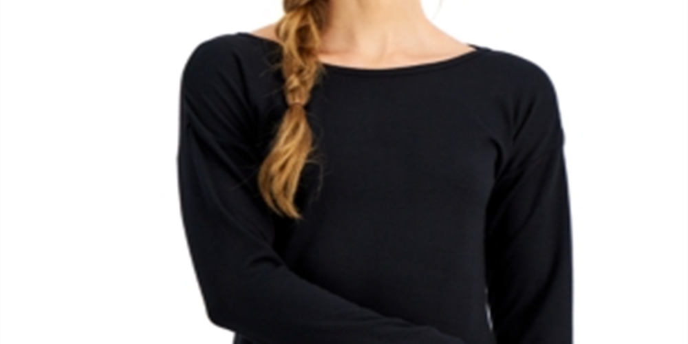 ID Ideology Women's Long Sleeve Drop Shoulder Top Black Size XX-Large
