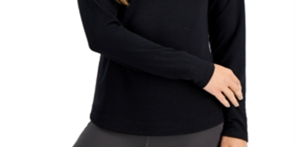 ID Ideology Women's Long Sleeve Drop Shoulder Top Black Size XX-Large