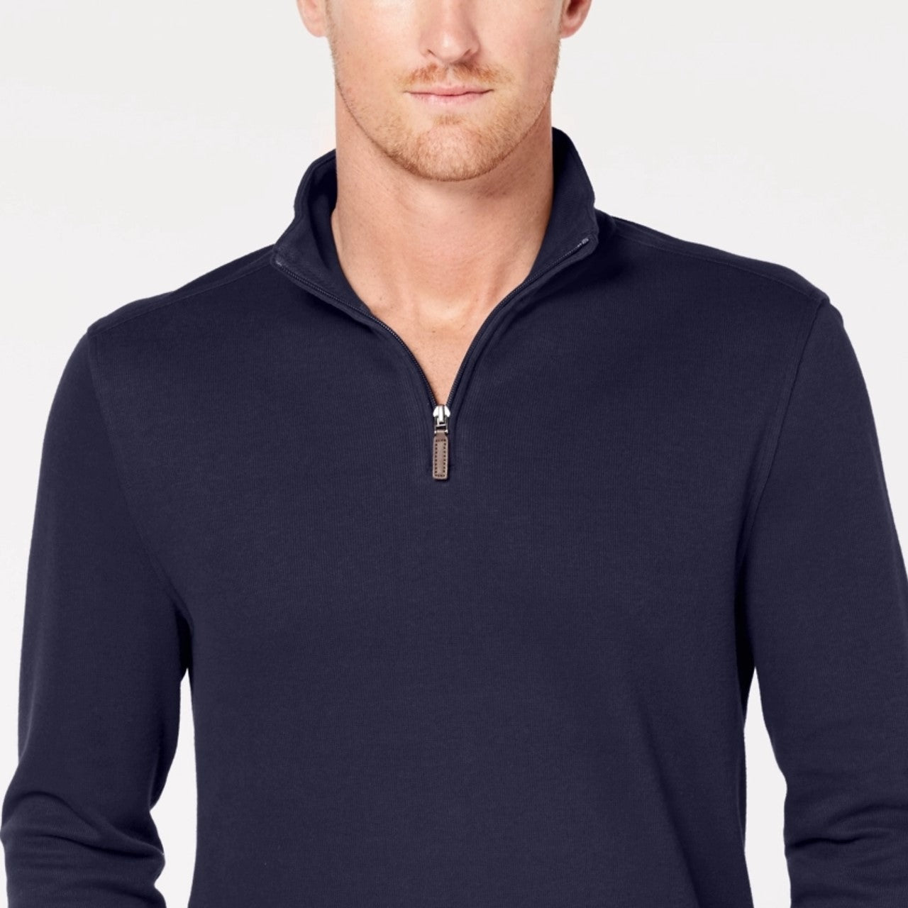 Club Room Men's Quarter-Zip French Rib Pullover Blue Size XL
