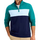 Club Room Men's Colorblocked Quarter Zip Fleece Sweatshirt Green Size XX-Large