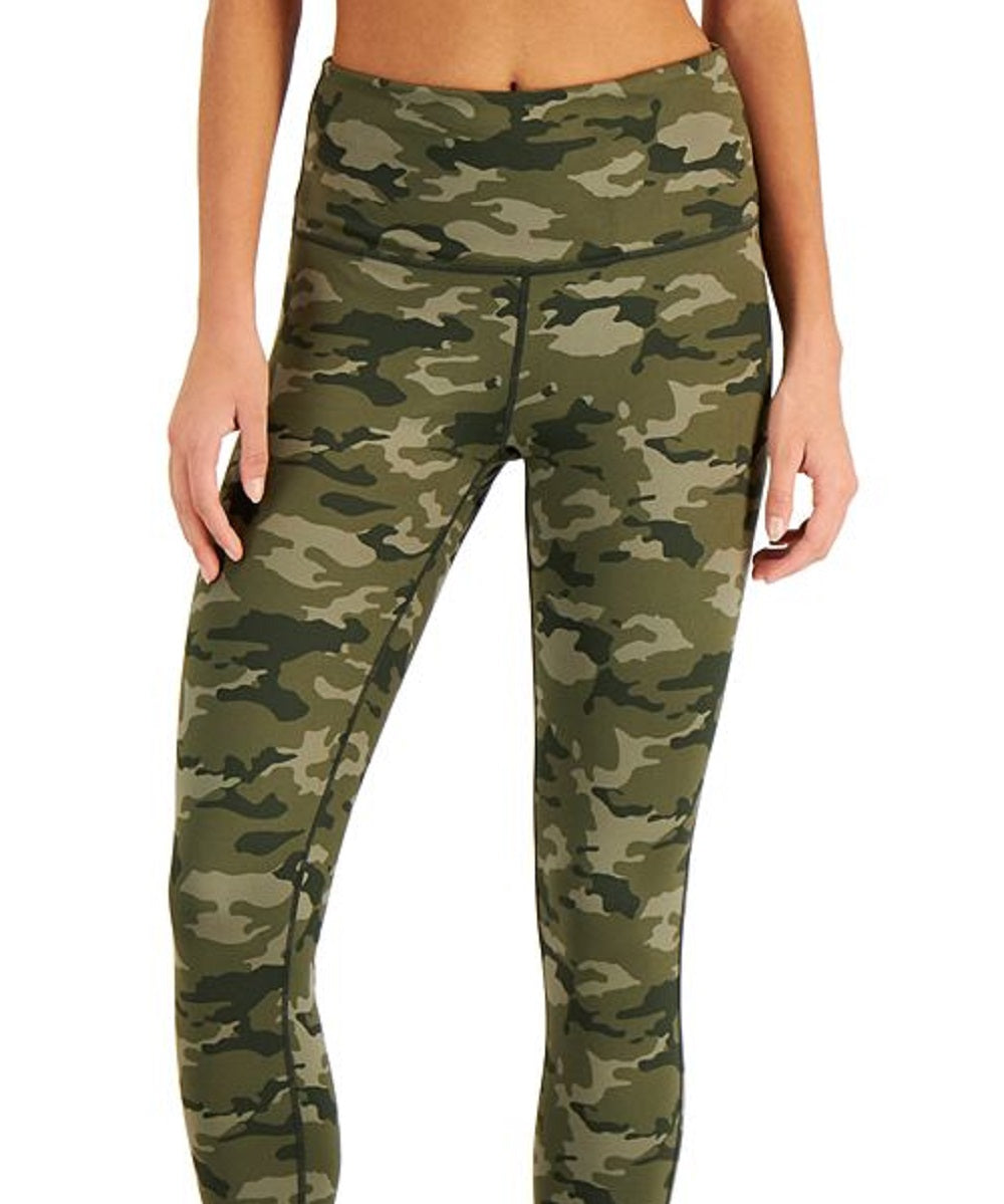 Ideology Women's Stretch Moisture Wicking Ventilation Flat Seems Camouflage High Waist Leggings Green Size Large