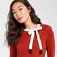 Charter Club Women's Bow Detail Cashmere Sweater Red Size Large