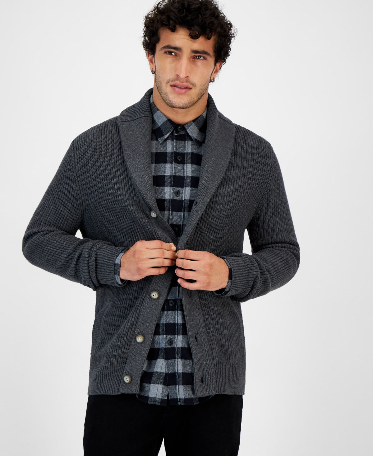 Sun + Stone Men's Alvin Cardigan Sweater Gray Size XX-Large