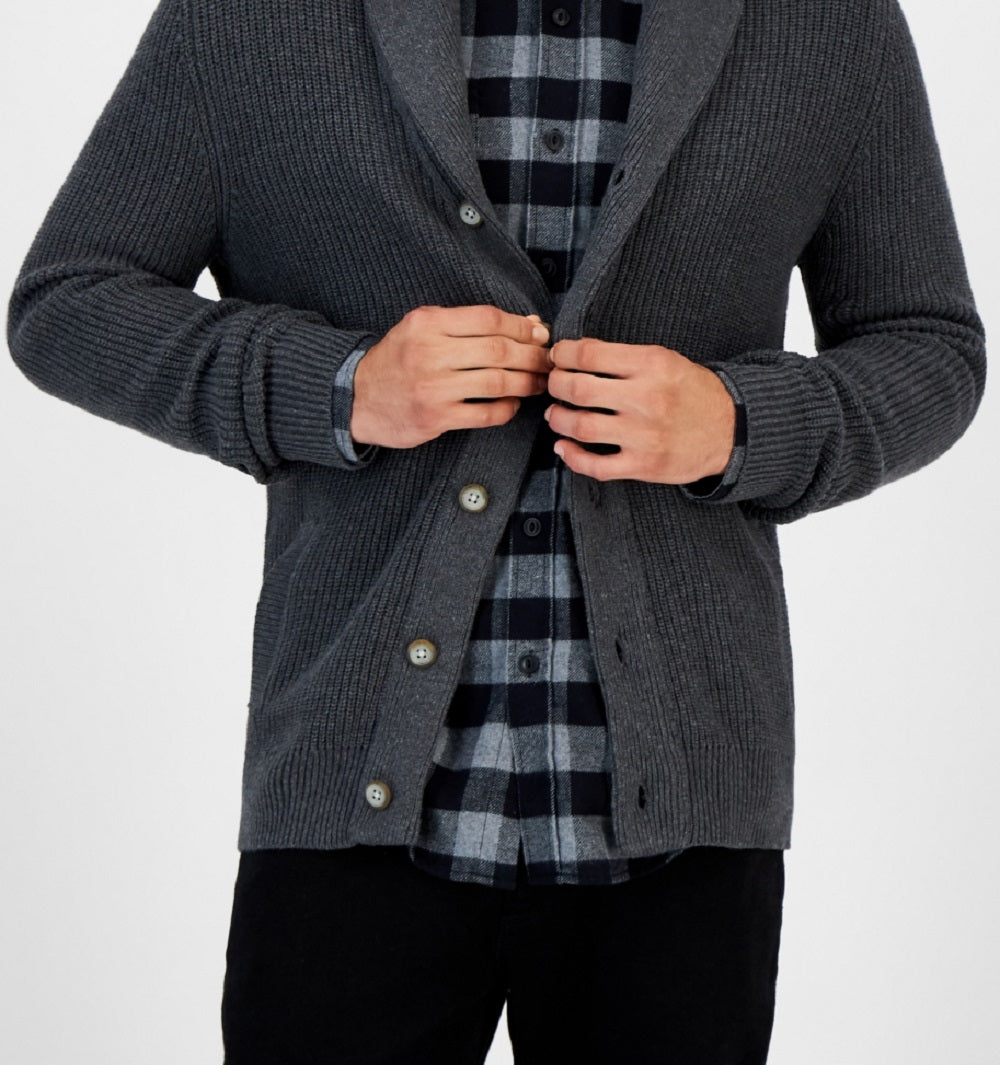 Sun + Stone Men's Alvin Cardigan Sweater Gray Size XX-Large
