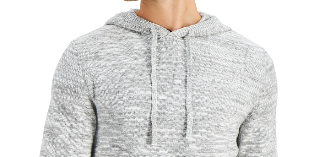 Sun + Stone Men's Solid Marled Hooded Sweater Gray Size Large