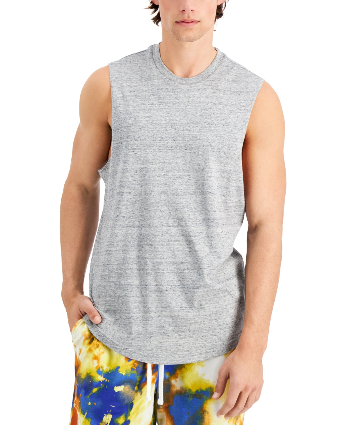 Sun + Stone Men's Solid Color Muscle Shirt Gray Size Medium