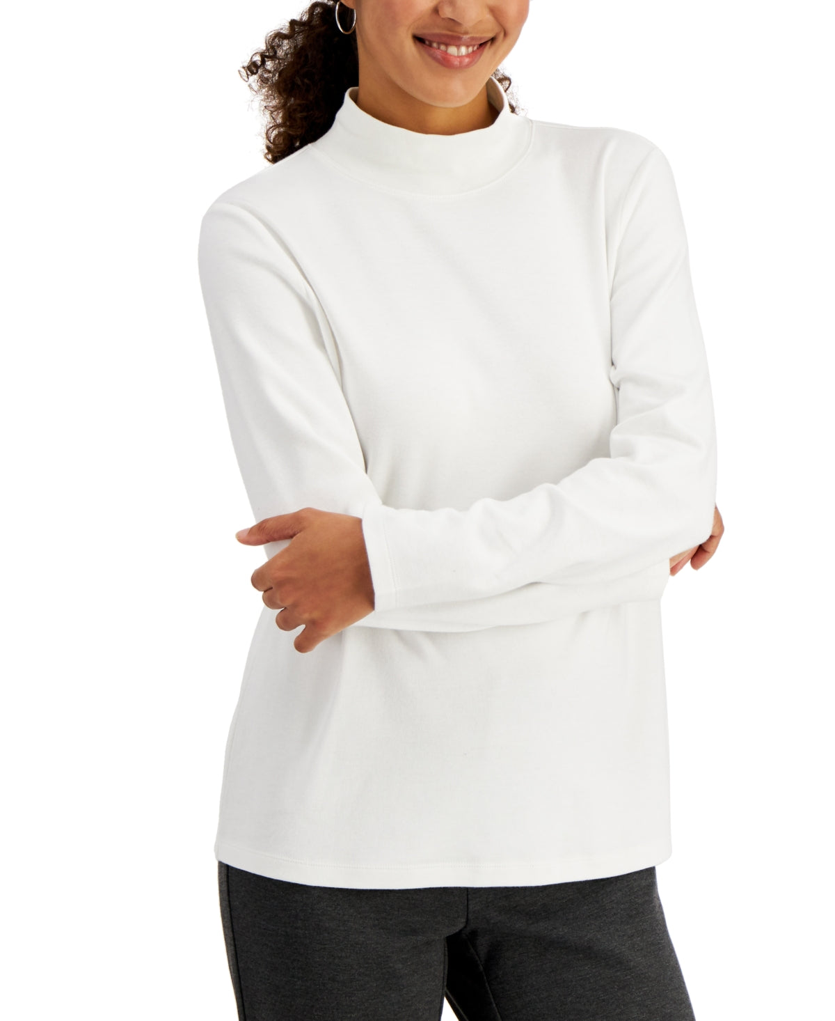 Karen Scott Women's Mock Neck Top White Size Petite Small