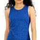 Ideology Women's Stretch Moisture Wicking Back-Keyhole Flat Seems Heather Sleeveless Round Neck Active Wear Tank Top Blue Size 3X