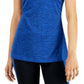 Ideology Women's Stretch Moisture Wicking Back-Keyhole Flat Seems Heather Sleeveless Round Neck Active Wear Tank Top Blue Size 3X
