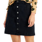 Style & Co Women's Button Fly Denim Skirt Black Size 6