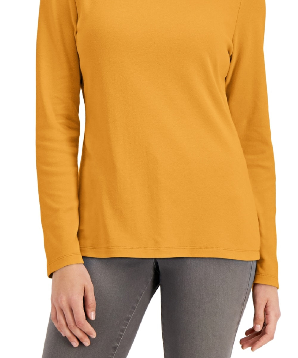 Karen Scott Women's Mock Neck Top Yellow Size Medium
