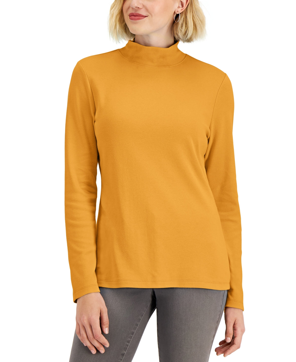 Karen Scott Women's Mock Neck Top Yellow Size Medium
