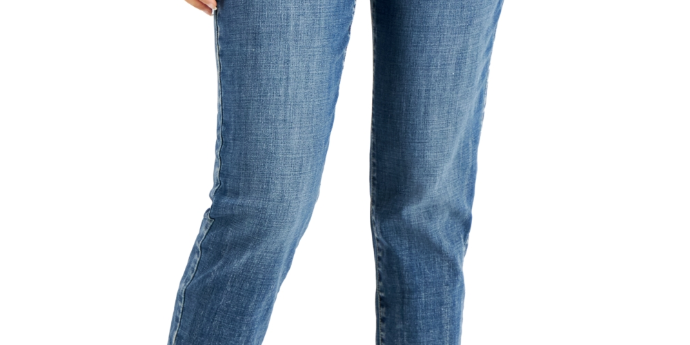 INC International Concepts Women's Cuffed Boyfriend Jeans Blue Size 4 Petite