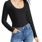 INC International Concepts Women's Scoop Neck Top Black Size Large