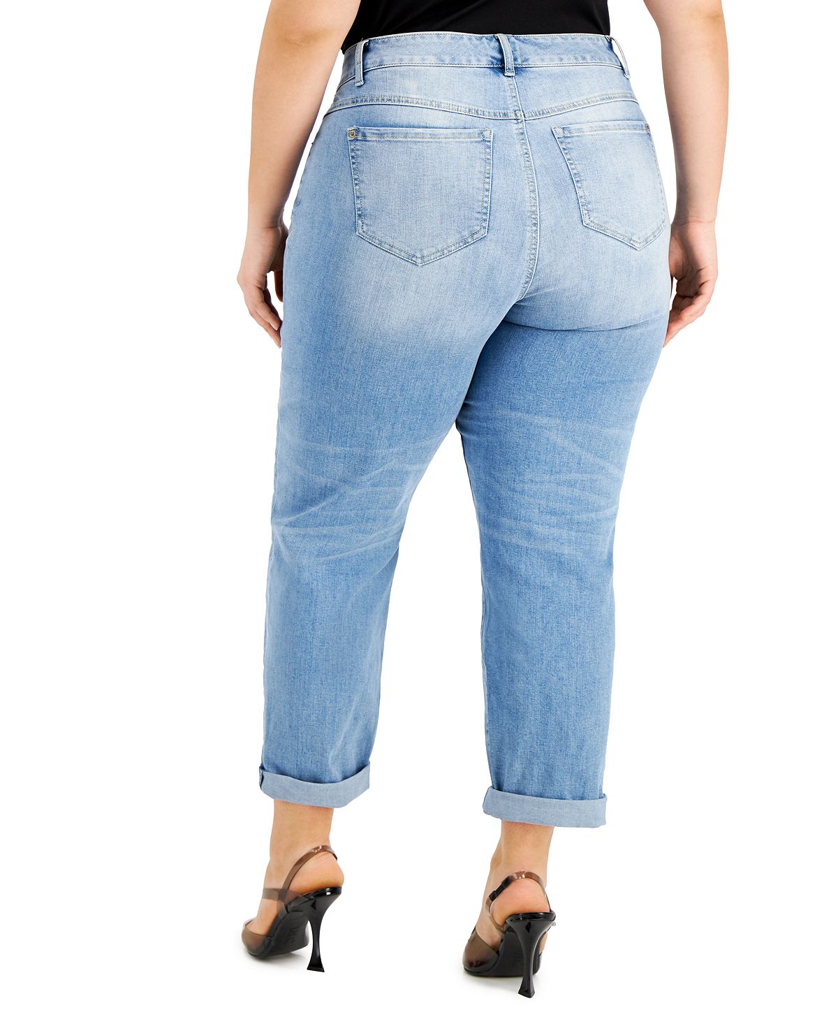 INC International Concepts Women's Rip & Repair Boyfriend Jeans Blue Size 24W