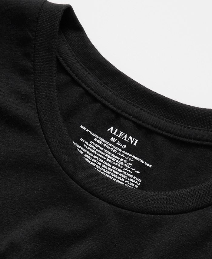 Alfani Men's 5 Pk Moisture Wicking Solid T-Shirts Black Size Small
