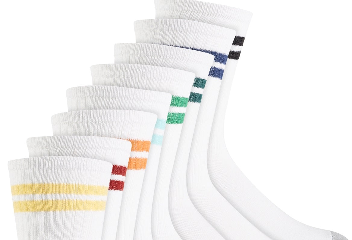 Club Room Men's 8 Pk Stripe Crew Socks White Size Regular
