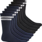 Club Room Men's 8 Pk Stripe Crew Socks Black Size Regular