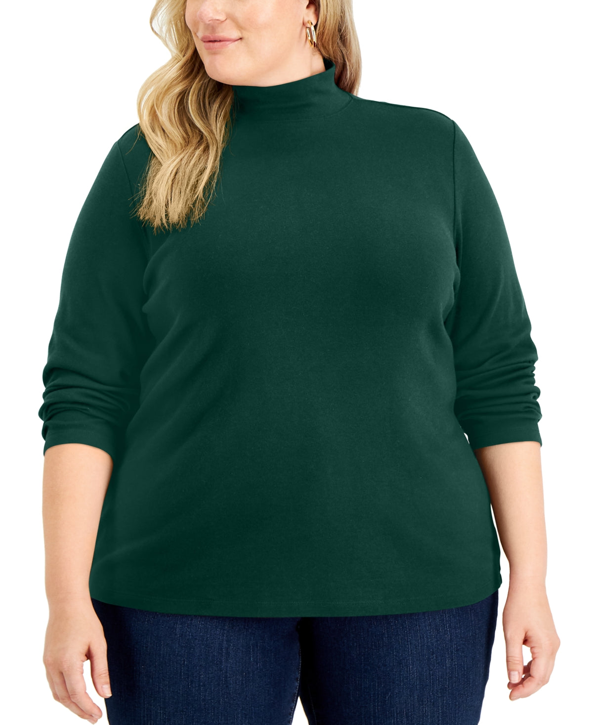 Karen Scott Women's Mock Neck Top Green Size 3X