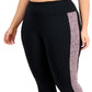Ideology Women's Stretch Pocketed Color Block Active Wear Capri Leggings Black Size 1X