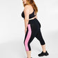 Ideology Women's Stretch Pocketed Color Block Active Wear Capri Leggings Black Size 2X