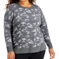 ID Ideology Women's Camo Print Sweatshirt Gray Size 2X