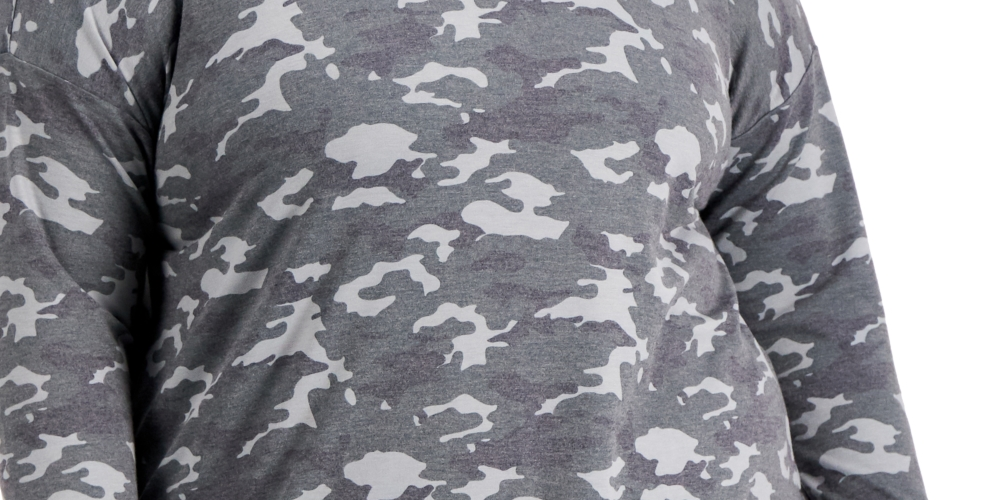 ID Ideology Women's Camo Print Sweatshirt Gray Size 2X
