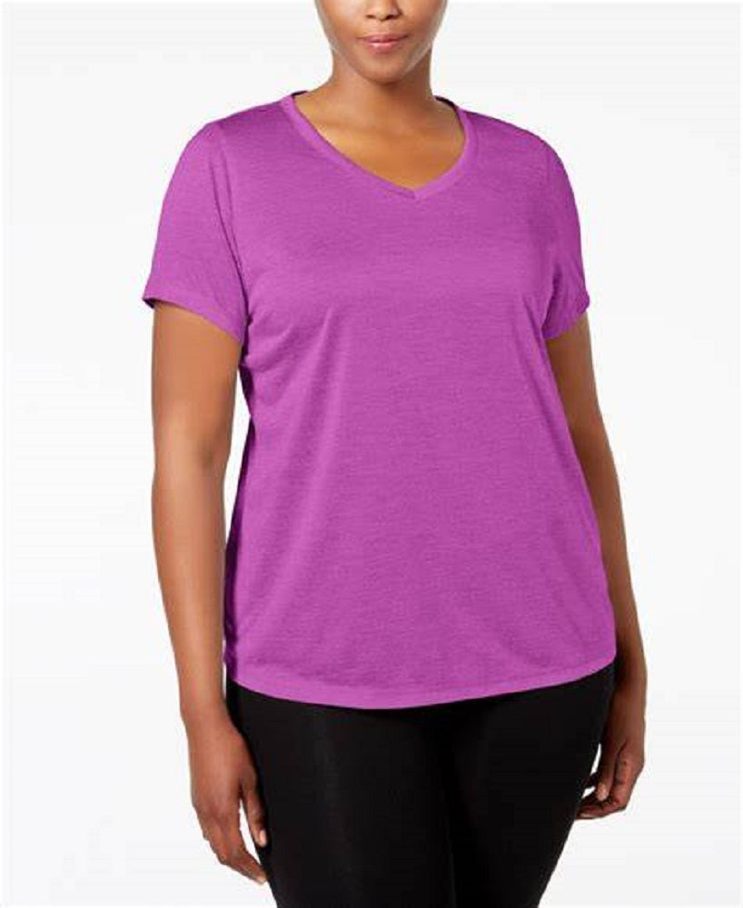 ID Ideology Women's Plus Rapidry V Neck Performance T-Shirt Purple Size 2X