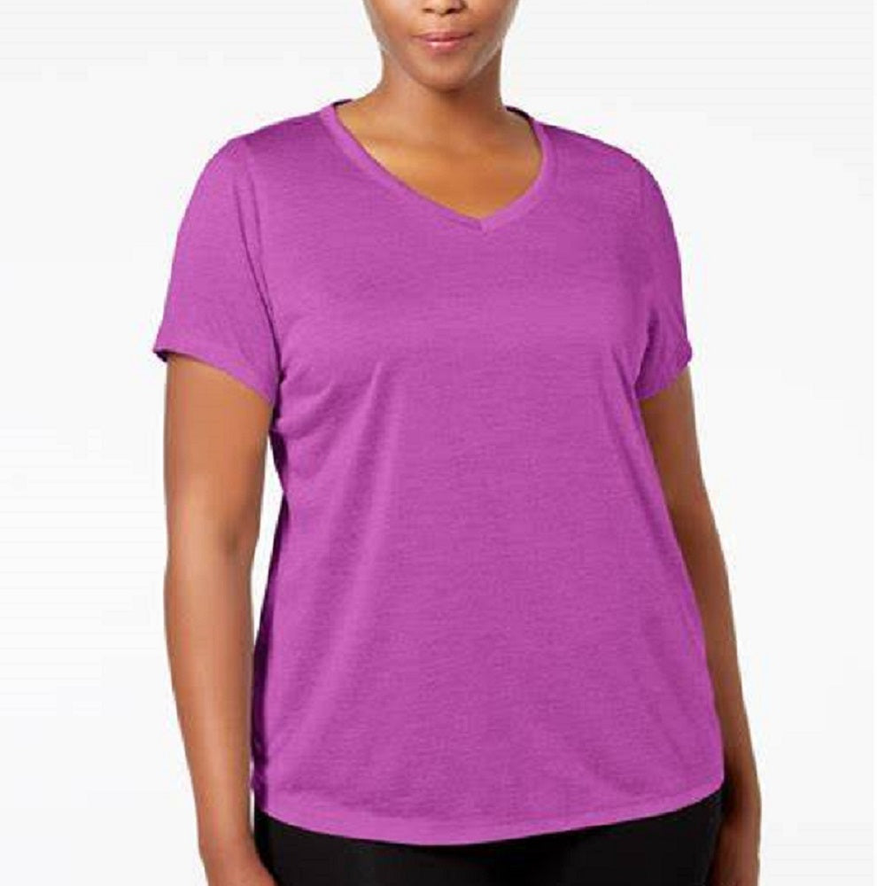 Ideology Women's Plus Rapidry V Neck Performance T-Shirt Purple Size 1X