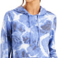 Ideology Women's Pocketed Drawstring Thumbhole Cuffs Printed Long Sleeve Hoodie Top Blue Size X-Small