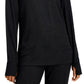 ID Ideology Women's Mushy Knit Cowlneck Top Black Size Small