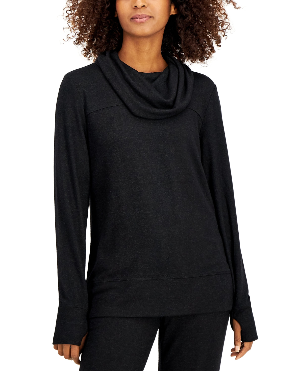 ID Ideology Women's Mushy Knit Cowlneck Top Black Size Small