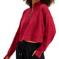 ID Ideology Women's Quarter Zip Crop Top Red Size X-Small