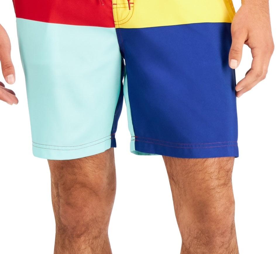 Club Room Men's Regatta Color Block Swimsuit Shorts Red Size X-Large