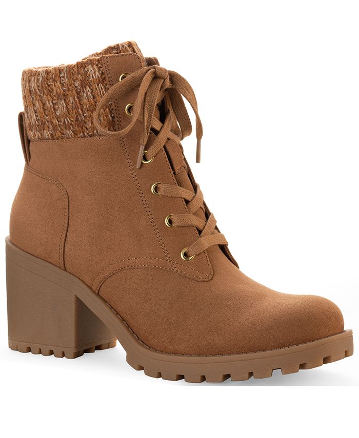 Sun + Stone Women's Romina Lace Up Hiker Booties Brown Size 10 M