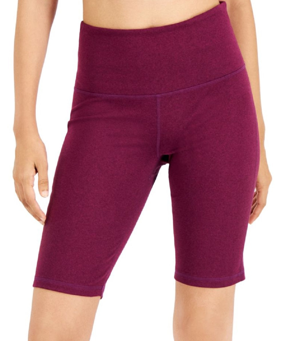 Ideology Women's Moisture Wicking Fitted Upf 50 Biker Heather Active Wear Shorts Purple Size 2X
