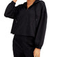 ID Ideology Women's Cropped Quarter Zip Hoodie Black Size XX-Large