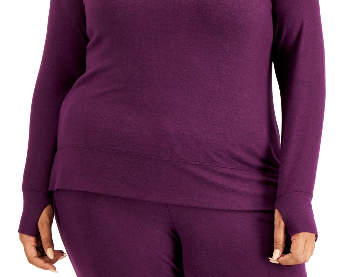 ID Ideology Women's Cowlneck Knit Top Purple Size 4X