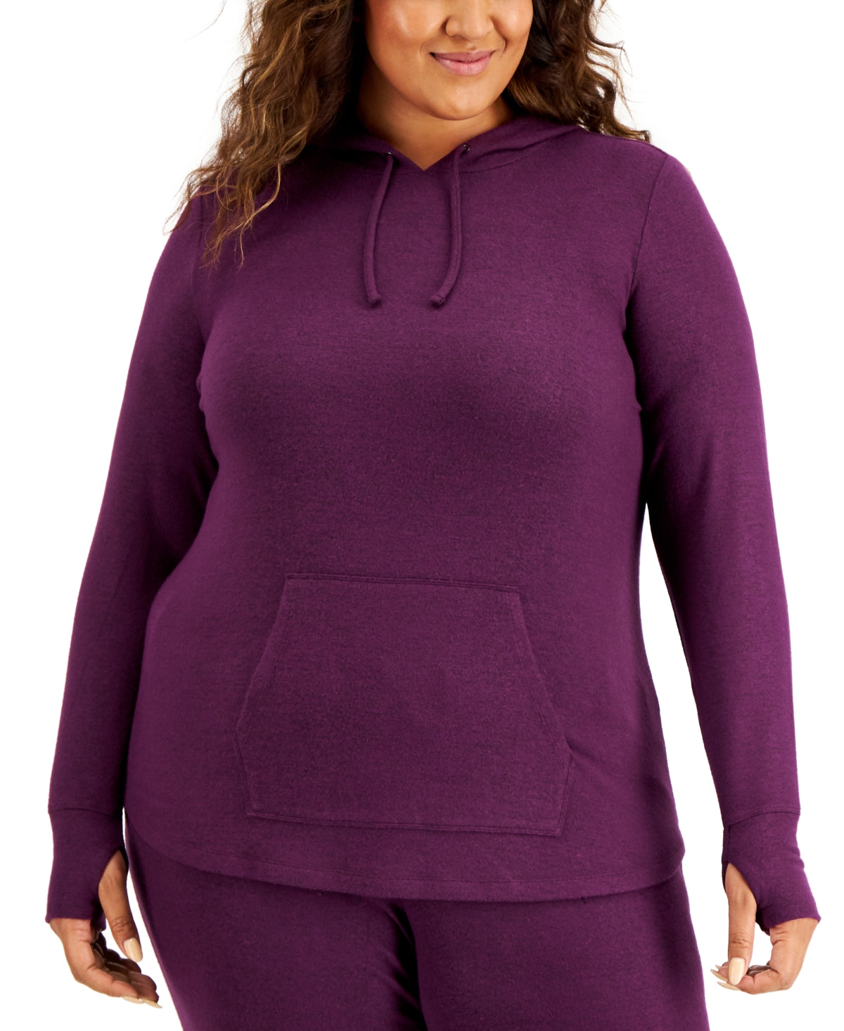 ID Ideology Women's Plus Knit Hoodie Purple Size 1X