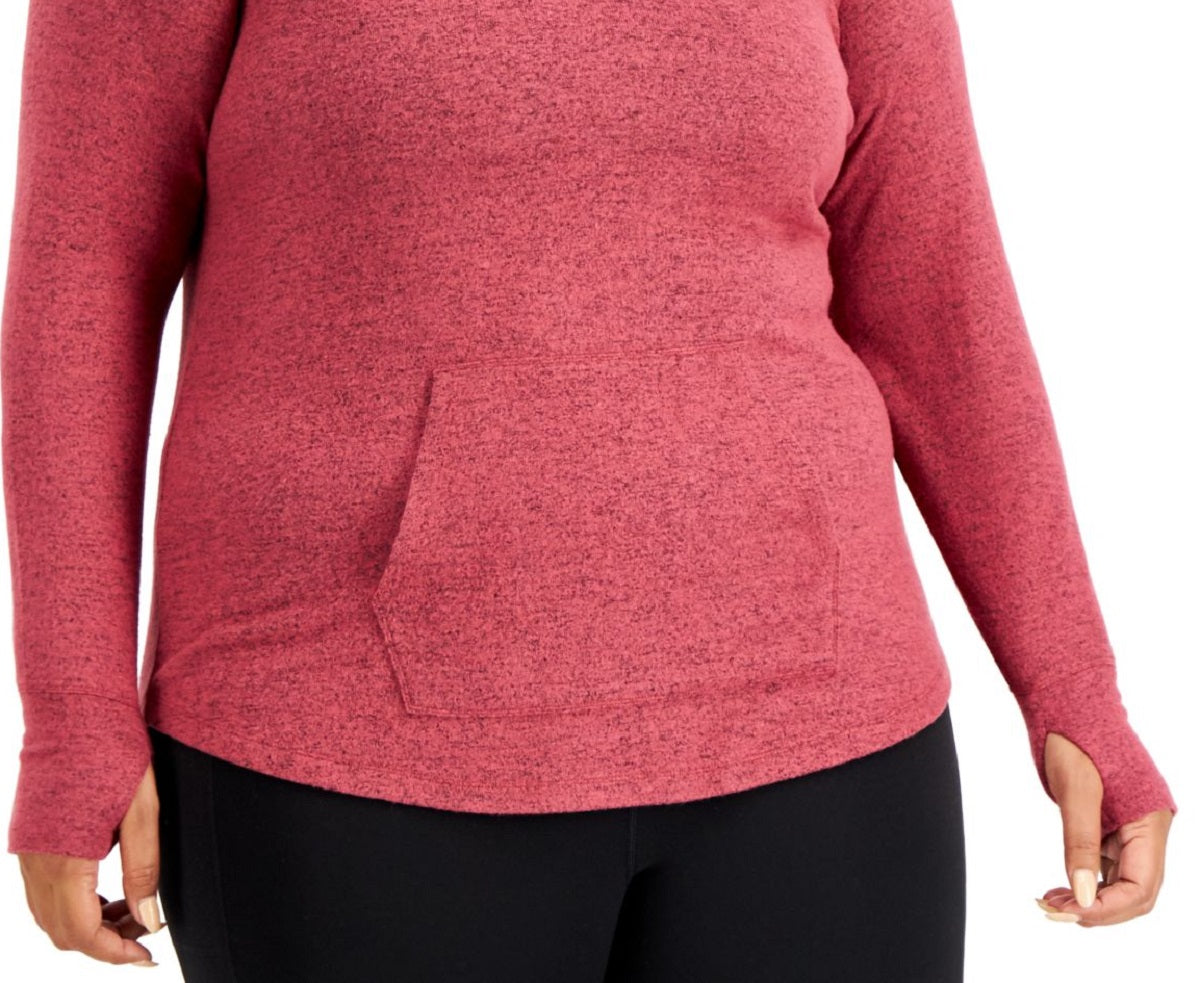 Ideology Women's Plus Knit Hoodie Red Size 3X