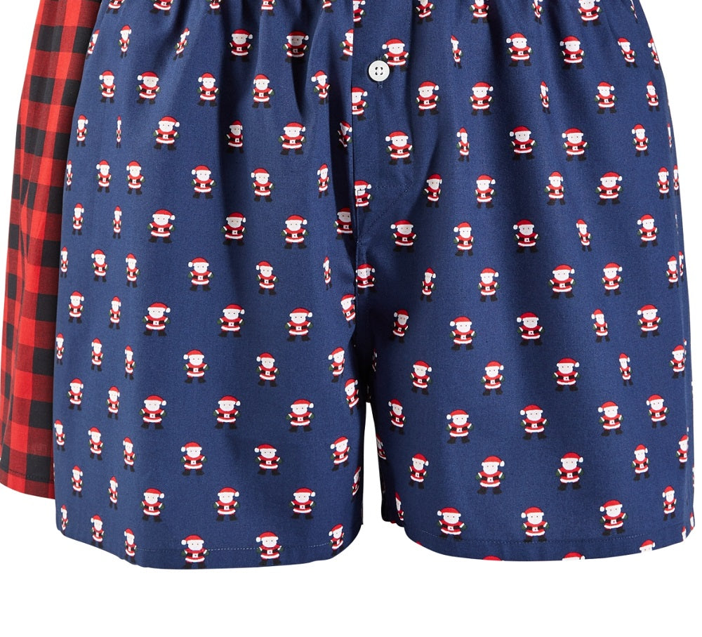 Club Room Men's Intimates 2 Pack Holiday Boxers Underwear Blue Size Large