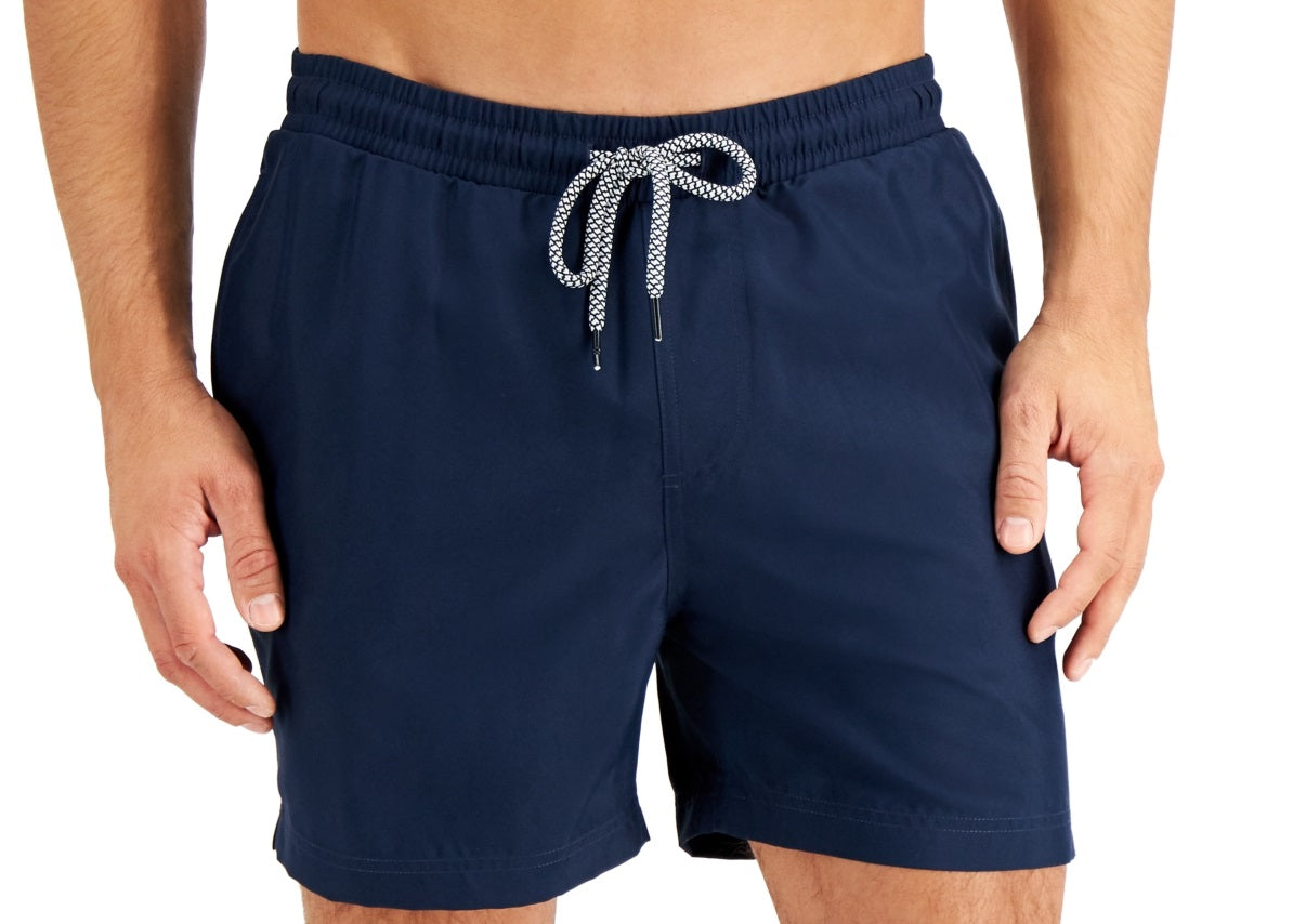 INC International Concepts Men's Regular Fit Swim Trunks Blue Size Medium