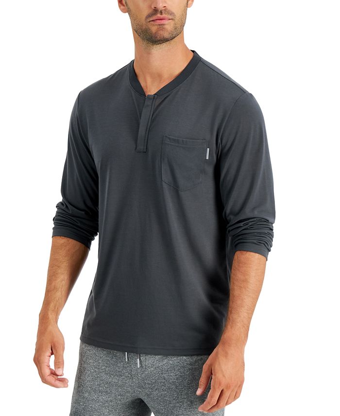 Alfani Men's Quarter Zip Henley Shirt Gray Size Large