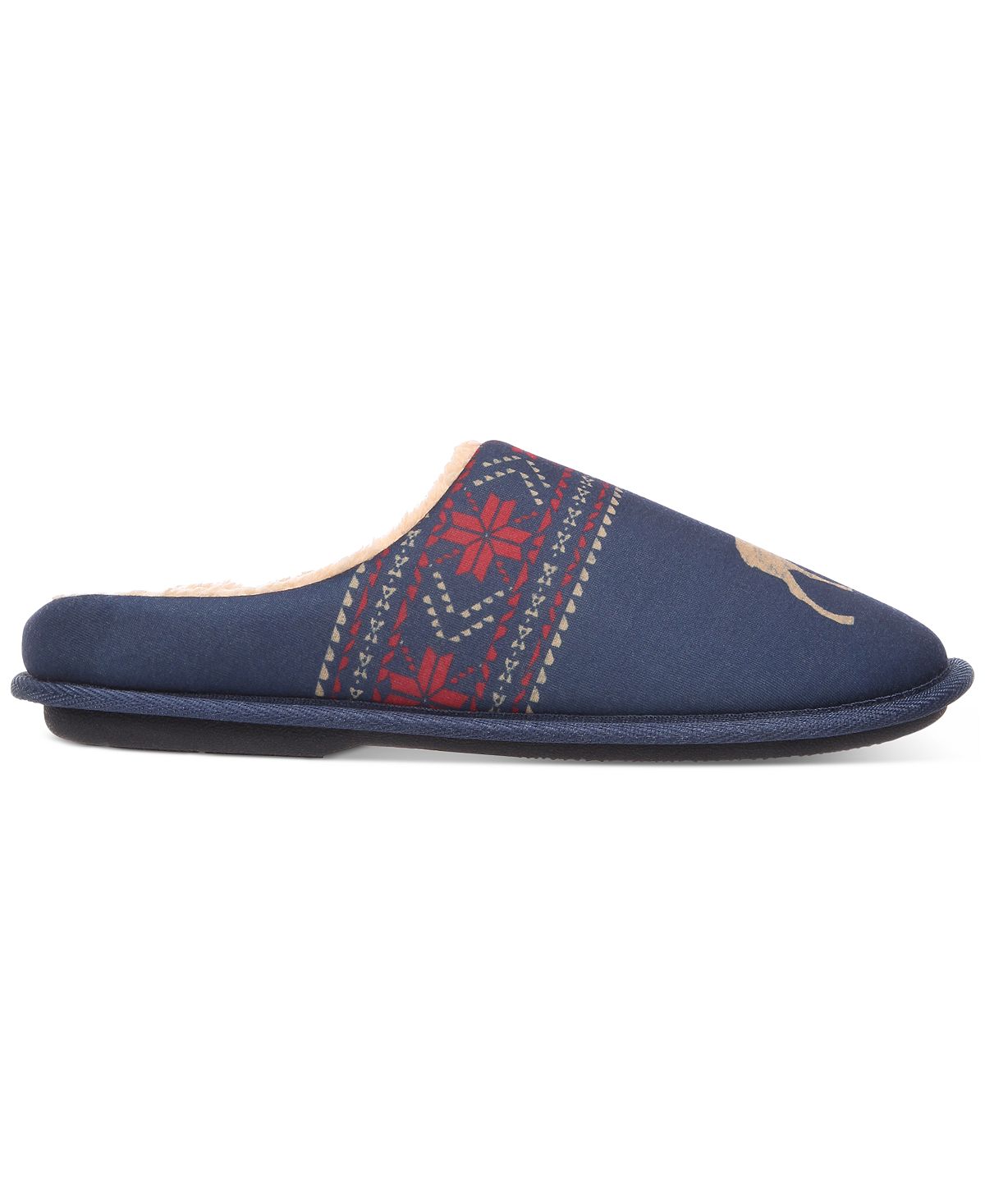 Club Room Men's Moose Print Slippers Blue Size Medium
