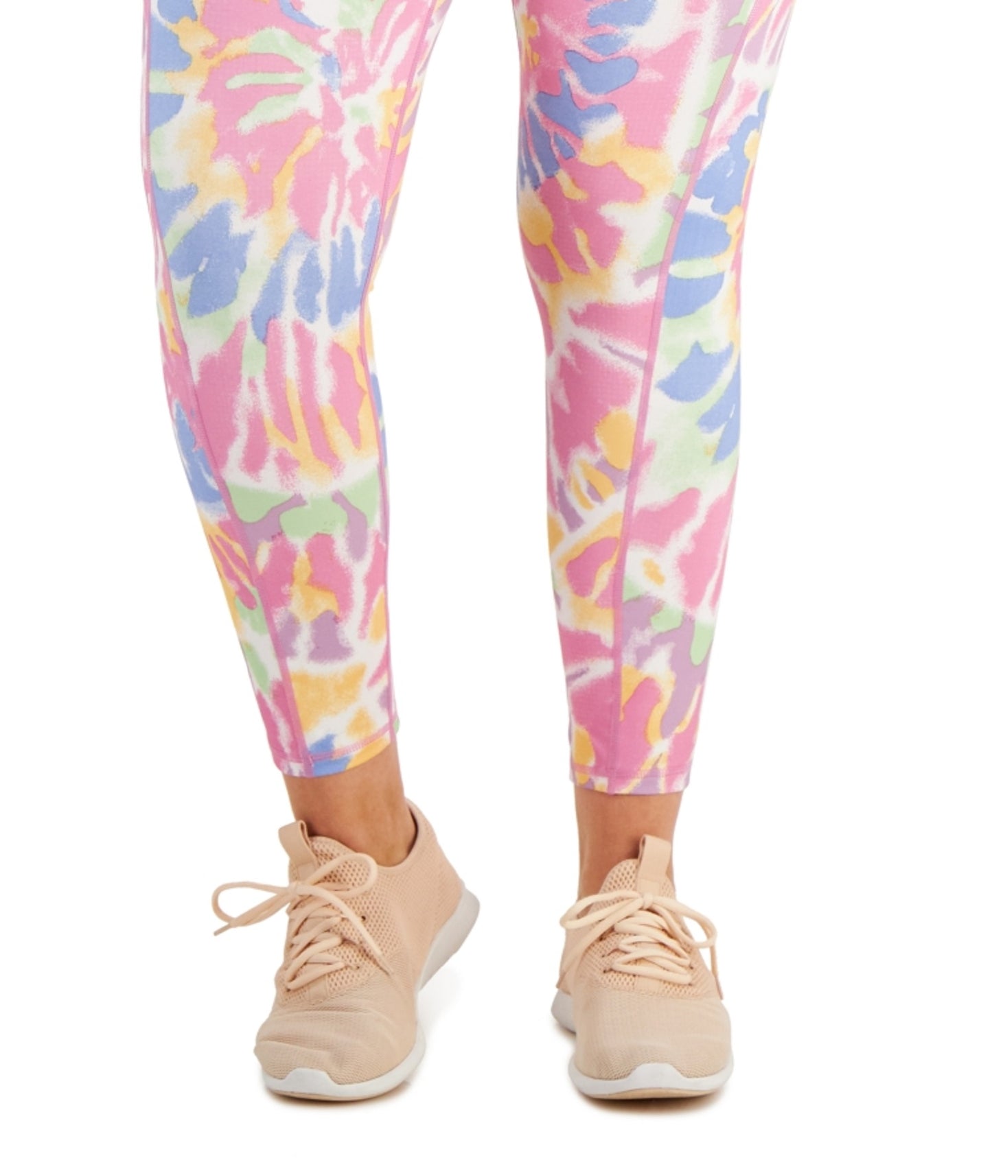 ID Ideology Women's Stretch Pocketed Tie Dye Active Wear High Waist Leggings Pink Size 1X