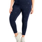 Id Ideology Women's Plus Embossed Star Leggings Blue Size 2X
