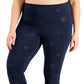 Id Ideology Women's Plus Embossed Star Leggings Blue Size 2X